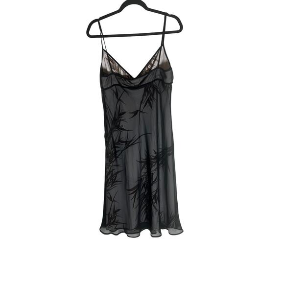 BCBG Max Azria Women's 12 Black Sheer Slip Dress Spaghetti Strap Made in USA - Picture 11 of 12
